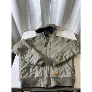 C.E. Schmidt Workwear Men's Large Tall Duck Canvas Coat Hooded Jacket Olive